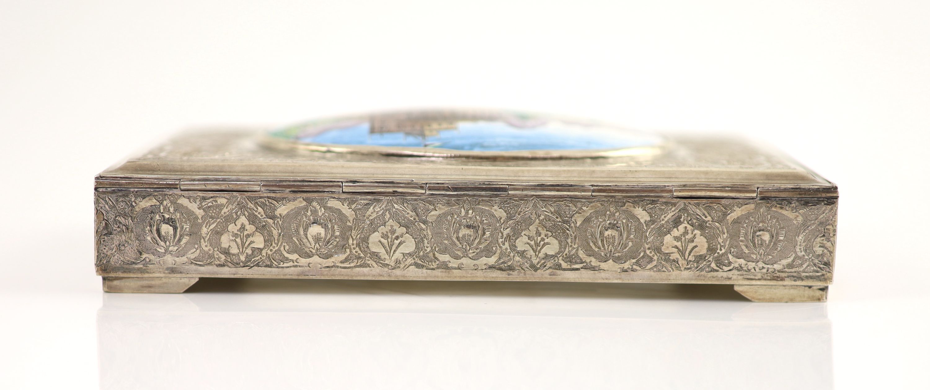 An early 20th century Persian rectangular silver box 14 x 8 x 2cm